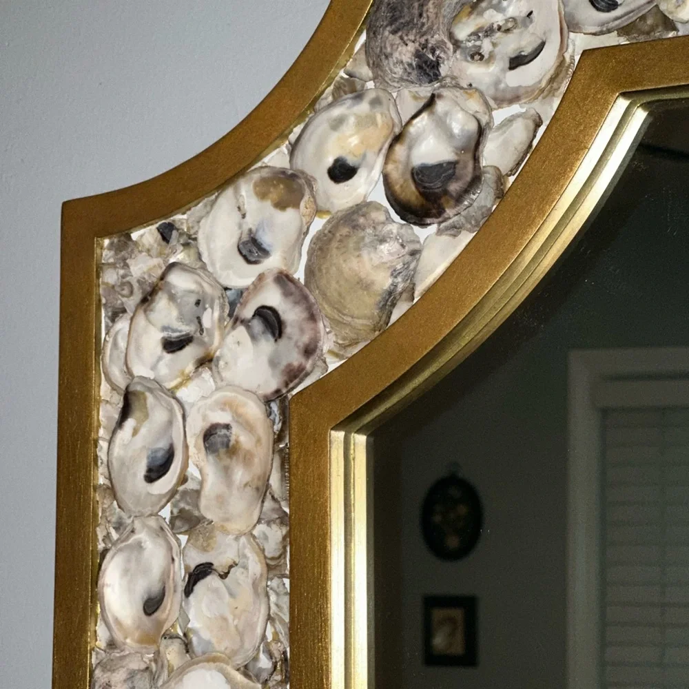 Elegant Gold and Cream Shell Wall Mirror